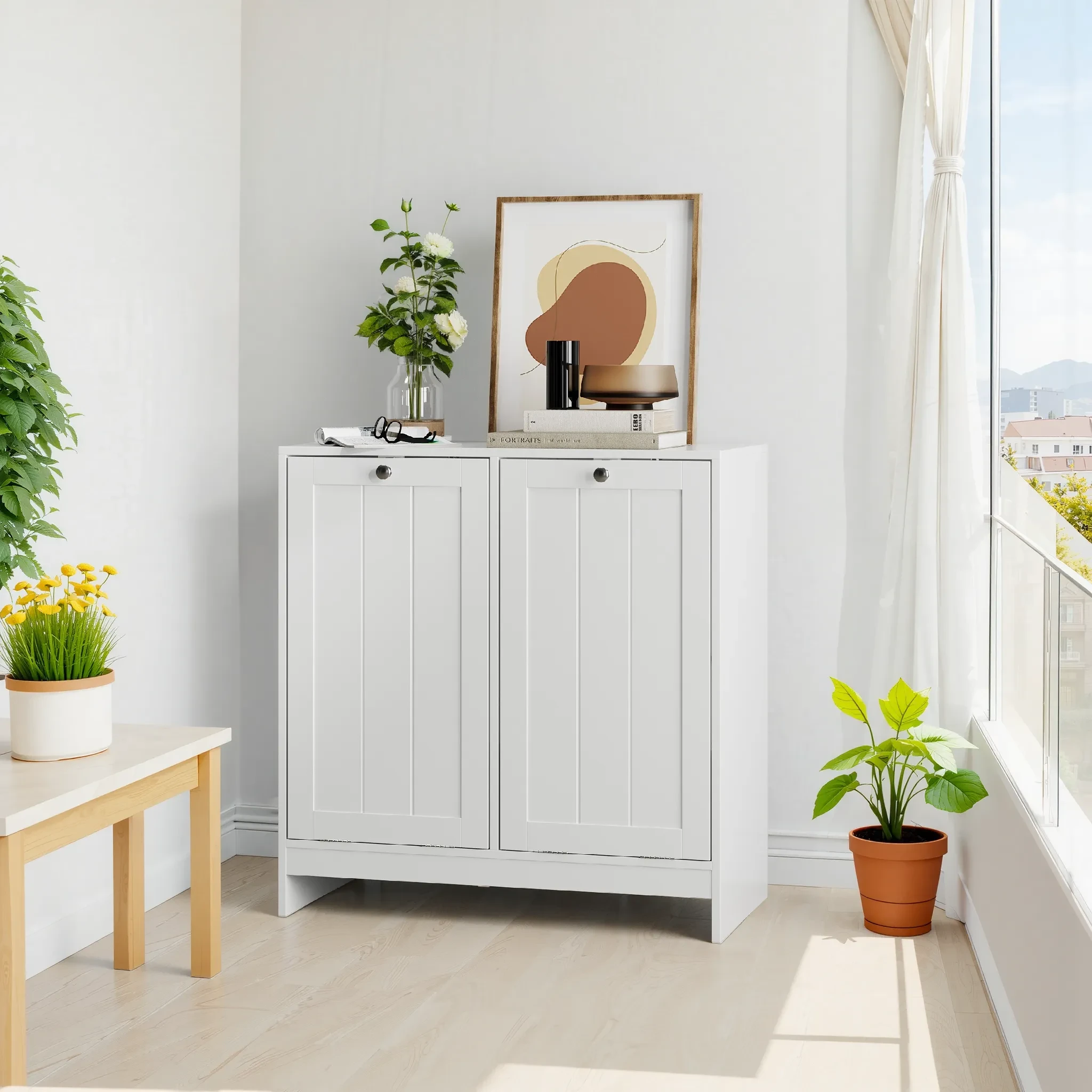 Bathroom Cabinet with Laundry Hamper