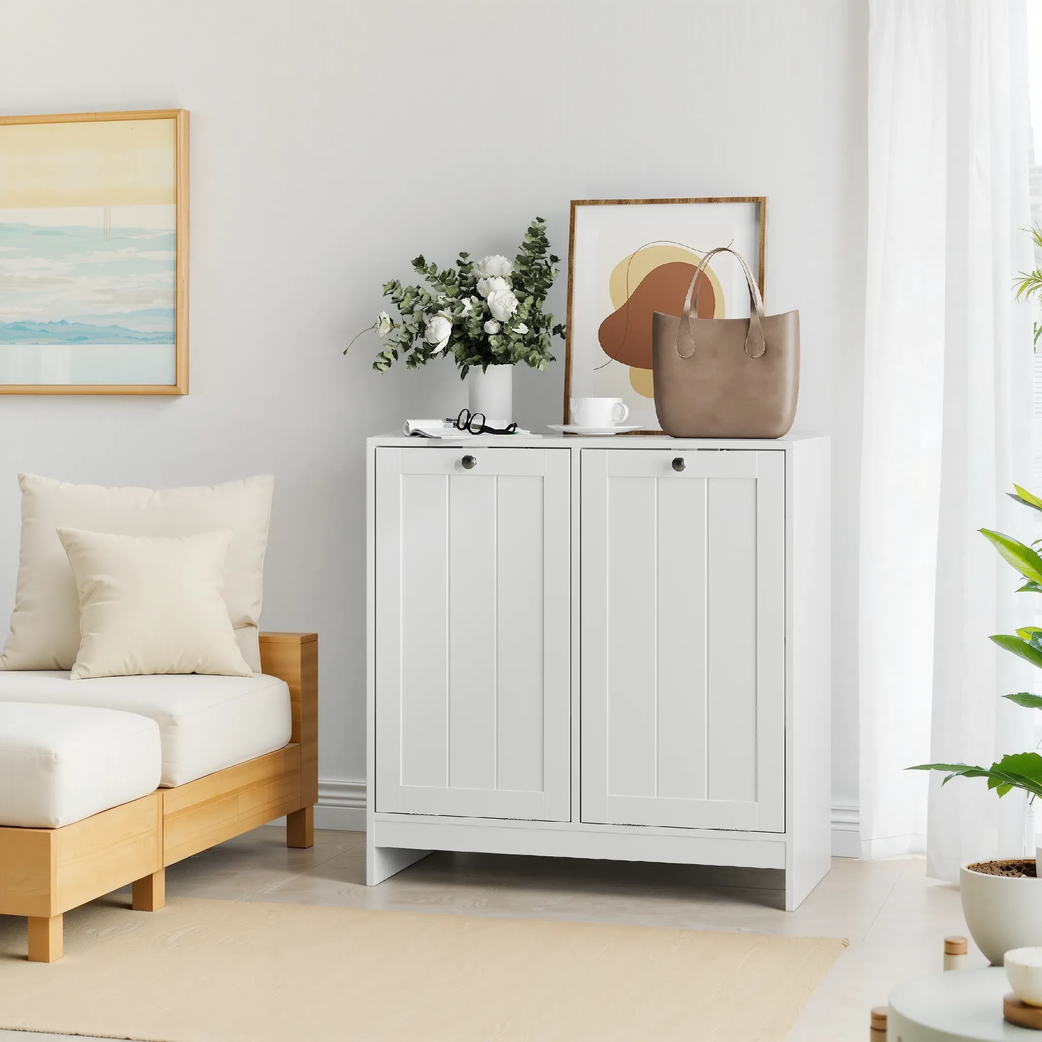 Bathroom Cabinet with Laundry Hamper