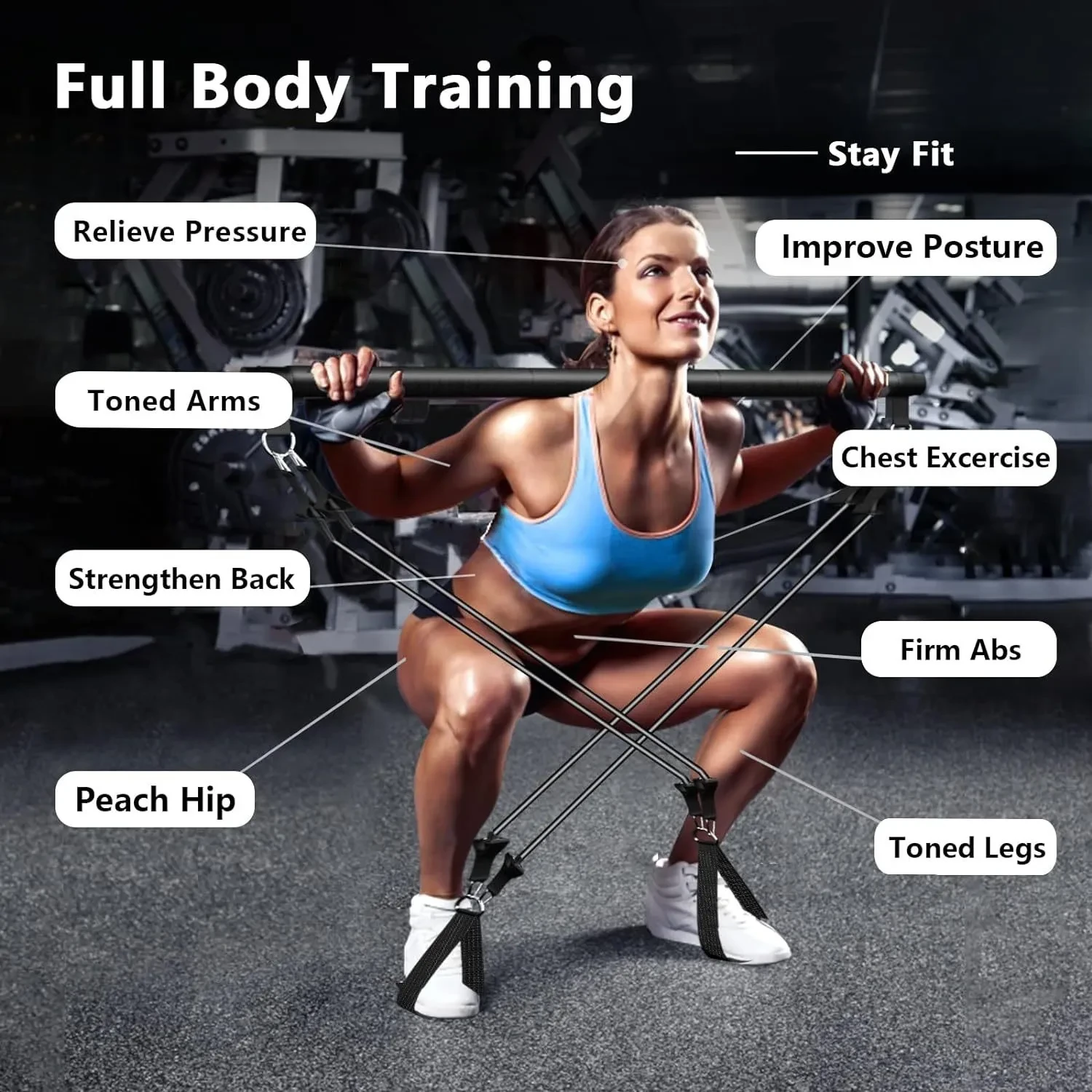 Pilates Bar Kit with Resistance Band
