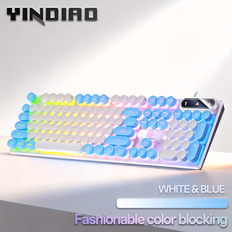 YINDIAO Wired Keyboard Gaming Multicolor Backlit Keyboard with USB Plug