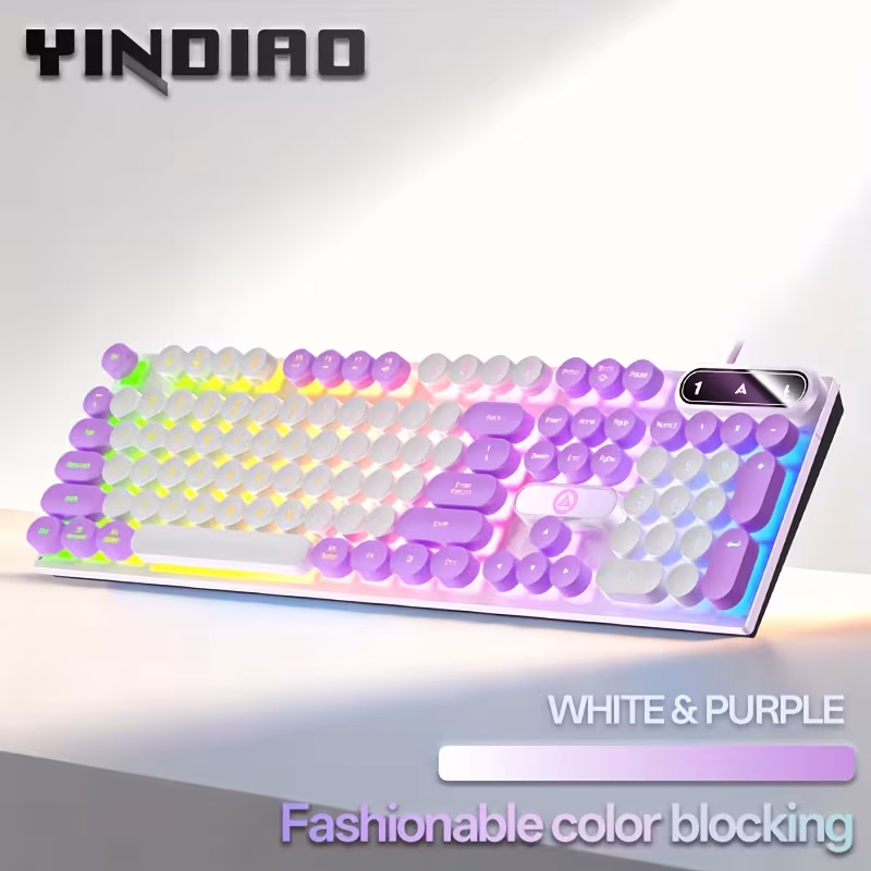 YINDIAO Wired Keyboard Gaming Multicolor Backlit Keyboard with USB Plug