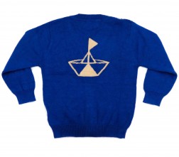 Cotton Cardigan Knitted Navy Boat