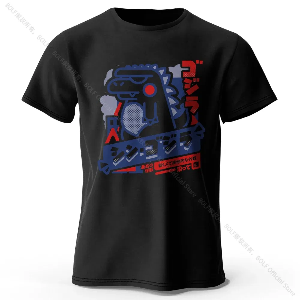 Color: black, Size: XXXL - Harajuku Kawaii Animal Printed 100% Cotton T-Shirt, Lightweight Round Neck Short Sleeve Tee, Unisex Casual Wear