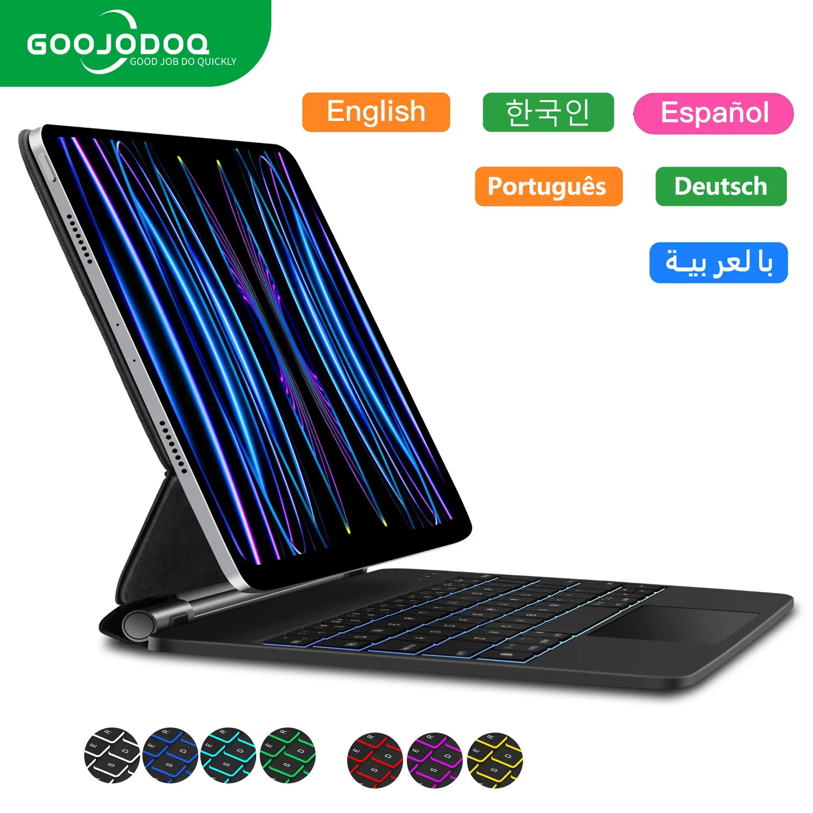 Color: Red - GOOJODOQ Backlight Magic Keyboard for iPad Air 6 2024 case for iPad Air 11 inch case iPad Air 5 Air 4 10.9 inch Cover folio