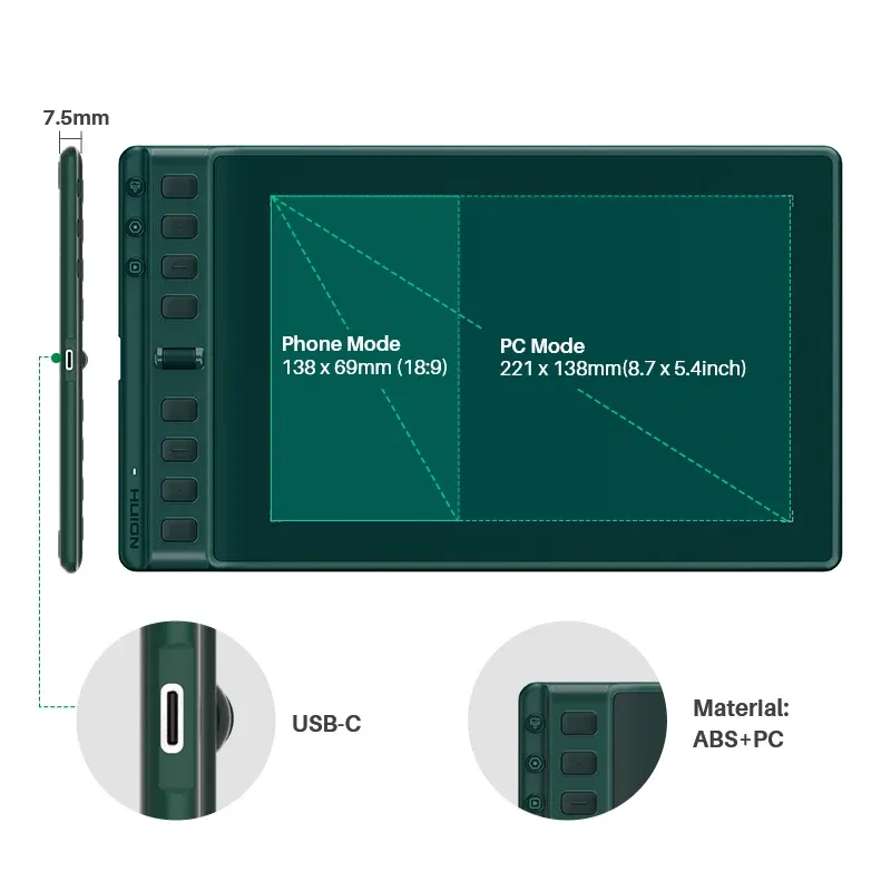 Color: Black, Ships From: GERMANY - Huion Inspiroy 2 M H951P Graphics Tablets 8.7x5.4 inch PenTech 3.0 Digital Drawing Pen Tablet 8 Express Keys With 3 Group Key