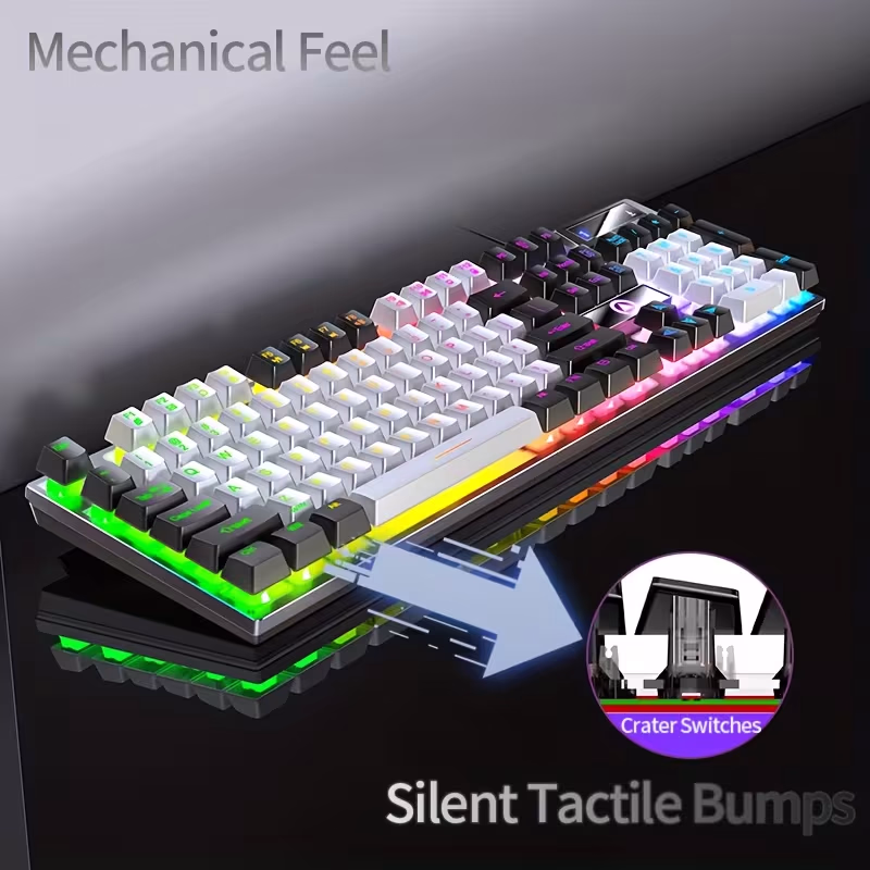 YINDIAO Wired Keyboard Backlit USB Plug PC Laptop