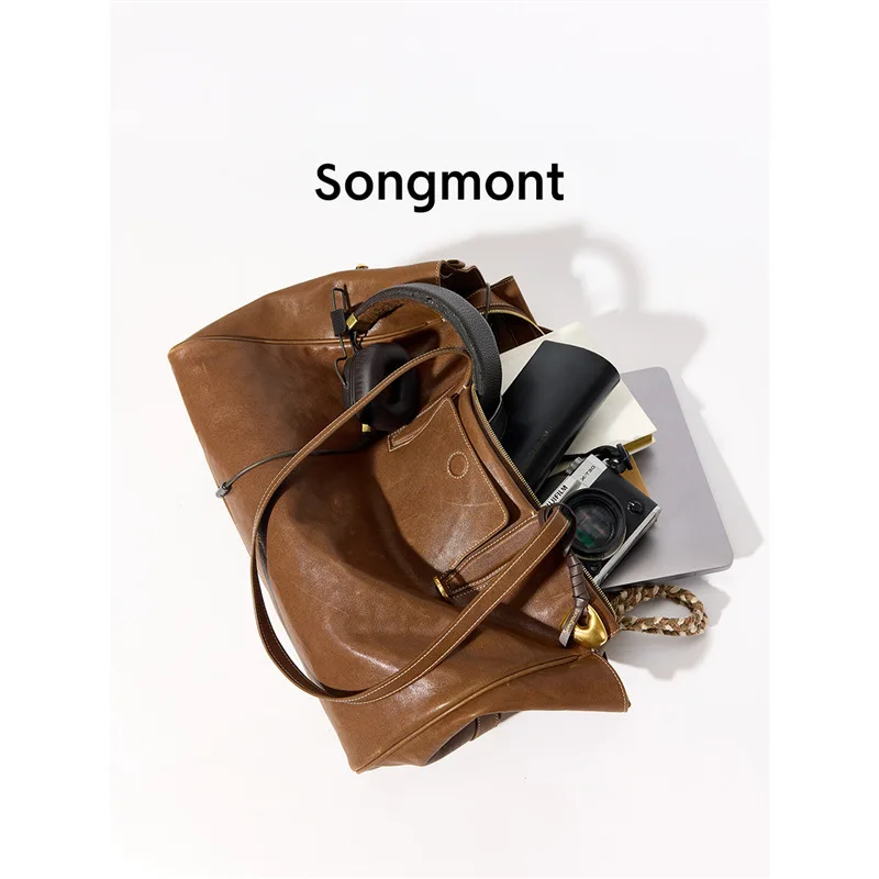 Color: Khaki - Songmont Tracing Collection Briefcase, Full-Grain Leather Travel Laptop Bag for Work Commute