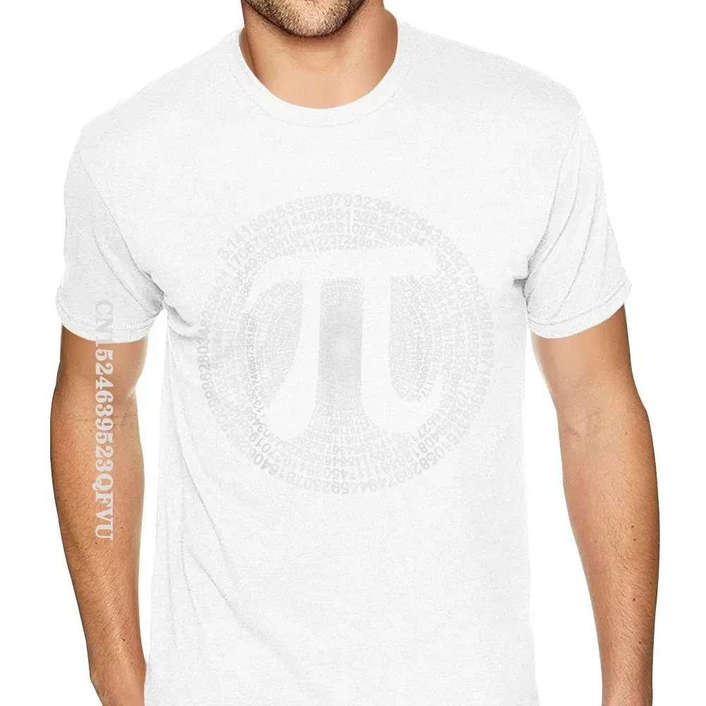 Color: WHITE, Size: L - Classic Pi T Shirt 3,14 Pi Number Symbol Math Science Gift Tee Shirts For Men Make Your Own Soft Cotton HipHop Print Tee