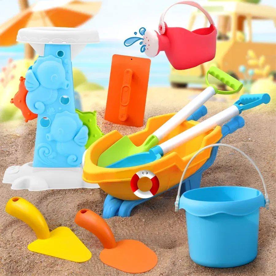 Color: Blue - Children's Beach Toy Set, ATV, Sand Digging and Water Toy, Beach Bucket, Hourglass, Shovel, Beach Sand Play Tool Random Colors