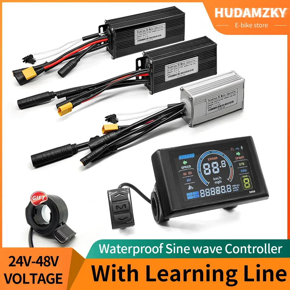 Color: Dark Grey - Ebike Sine Wave Waterproof Controlle 17A 26A 30A, with Color S966 Display Compatible  Hall and Hall free  Hub Motor Controller