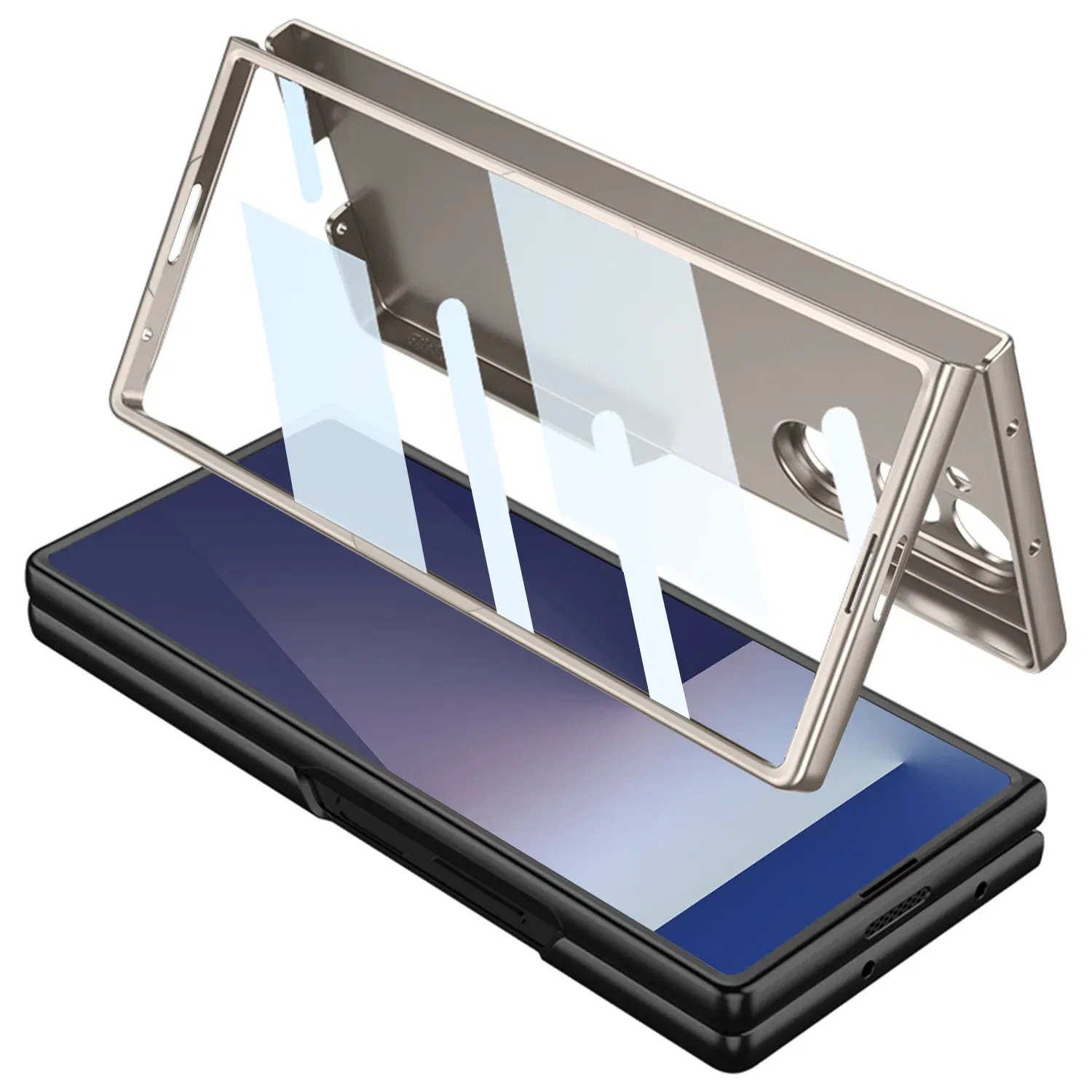 Color: black, Compatibility by Model: Galaxy Z Fold7 - Shockproof Armor Plastic Phone Case for Samsung Galaxy Z Fold 7 Outer Screen Glass Protective Matte Cover for Galaxy Z Fold 7