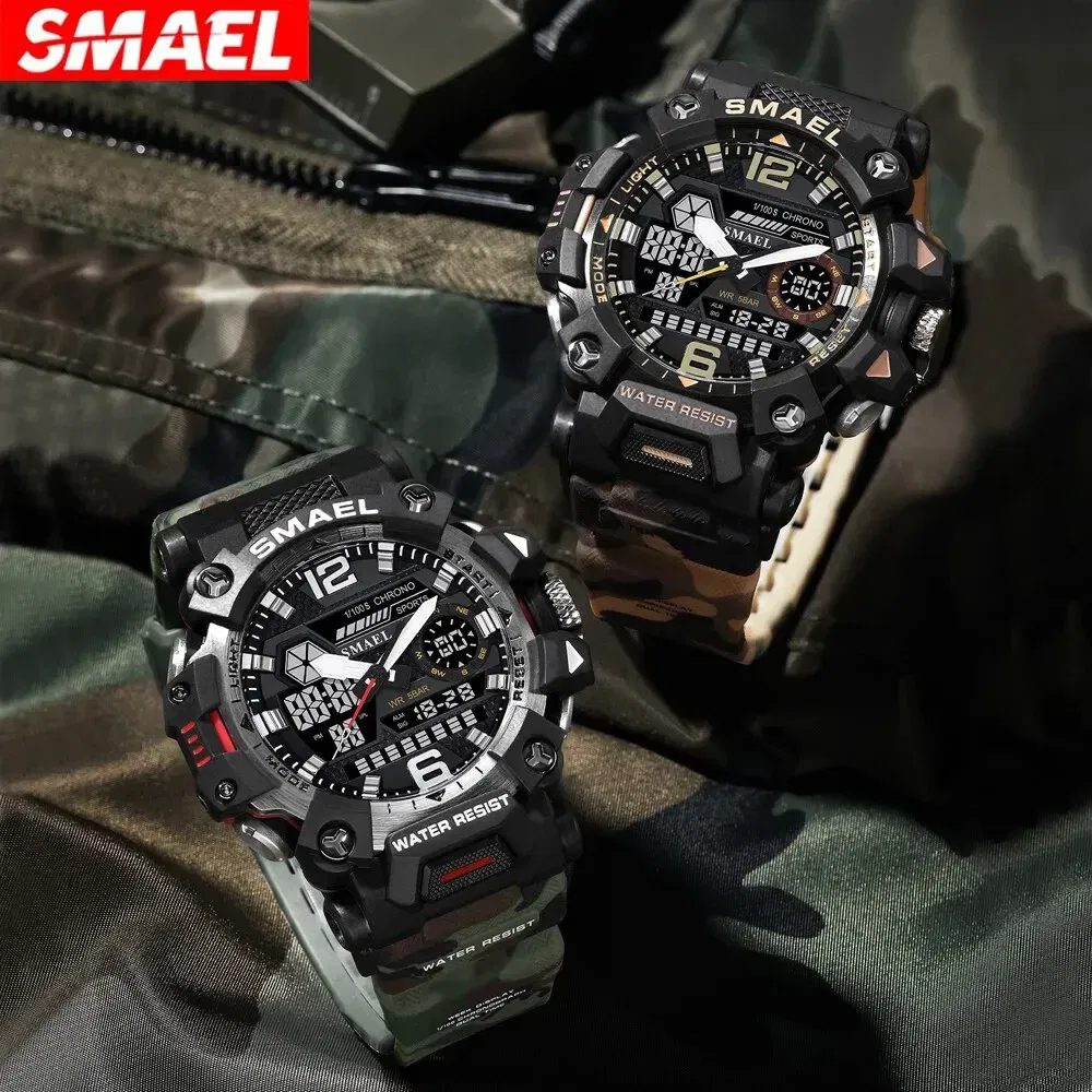 Color: Green - SMAEL New Style 8072MC Digtal Quartz Watch Waterproof Double Display Dial For Men Watch