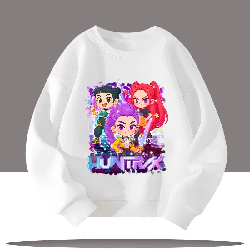 Color: green, Kid Size: 5 - K-pop Demon Hunters New Children's Round-neck Sports Shirt with Cartoon Print - 3-12 Years Old Cute Girl Casual Top