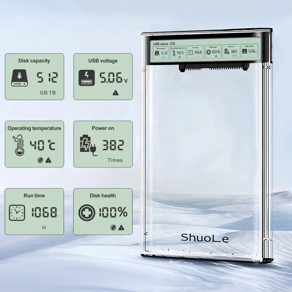 HDD Case Enclosure Box 2.5 SSD SATA To USB 3.2 With 5Gbps Adapter External Housing Hard Drive Box Transparent