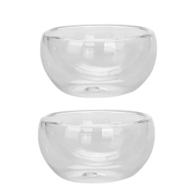 Color: Orange, Capacity: 301-400ml - 2/6Pcs Double Layer Glass Tea Cup Set Transparent Drinkware Coffee Milk Water Mug Multi-Purpose Brewings Tea Cup Kitchen Tools