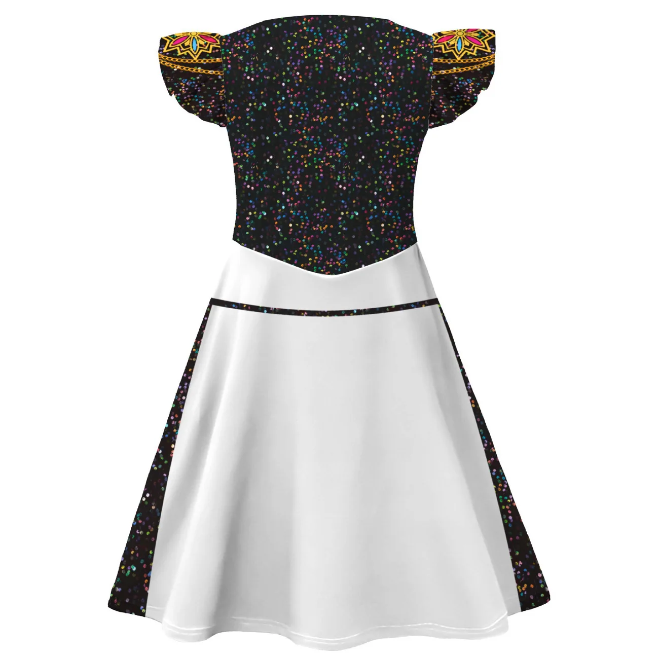 Color: black, Kid Size: 6 - K-Pop Rumi Cosplay Costume Hunters 3D Printed Pattern Flying Sleeve Dress For Girls Halloween Role-Play Carnival Party Outfits