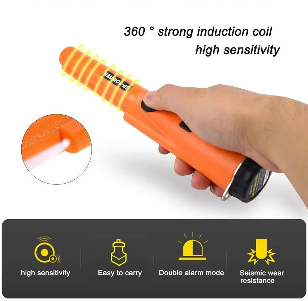 Metal Detector Pinpointer,Partial Waterproof Handheld Convenient Pin Pointer Wand with Holster, 360?°Scanning Locating Gold  Coin