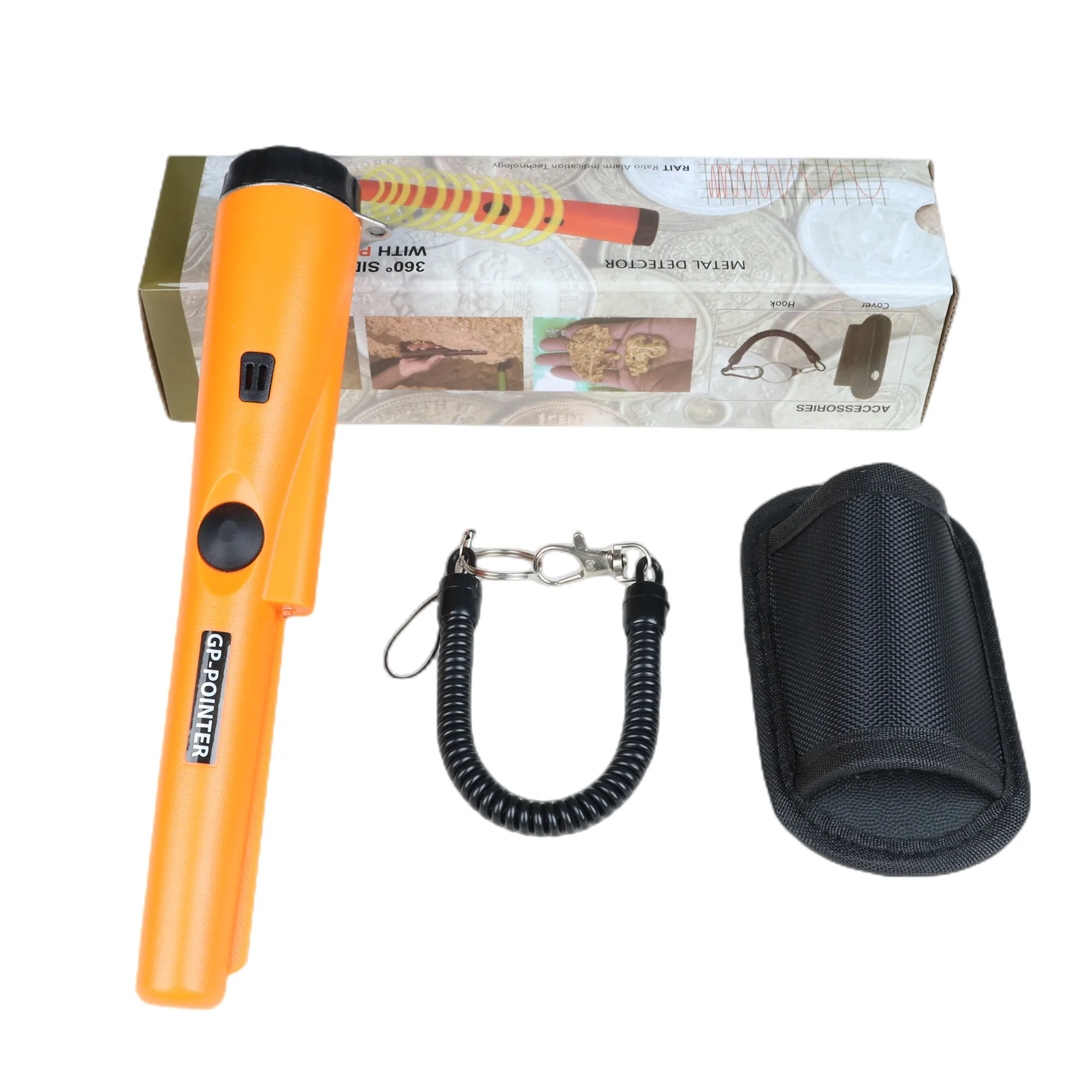 Metal Detector Pinpointer,Partial Waterproof Handheld Convenient Pin Pointer Wand with Holster, 360?°Scanning Locating Gold  Coin