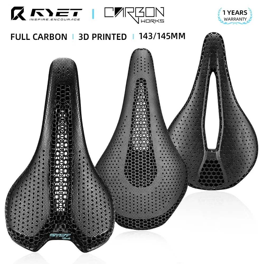 Color: WHITE - RYET Carbon Bicycle Saddle 3D Printed Saddle EVA Saddle Ultralight Bike Seating Triathlon Road MTB Mountain Gravel Cycling Parts