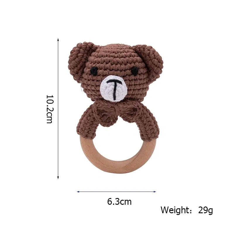 Color: VIOLET/?«?—?…° - Bopoobo 3PCS/5PCS Crochet Bunny Baby Teether Rattle Animal Beech Wood Teether Pacifier Chain Crochet Rattle For Newborn Baby