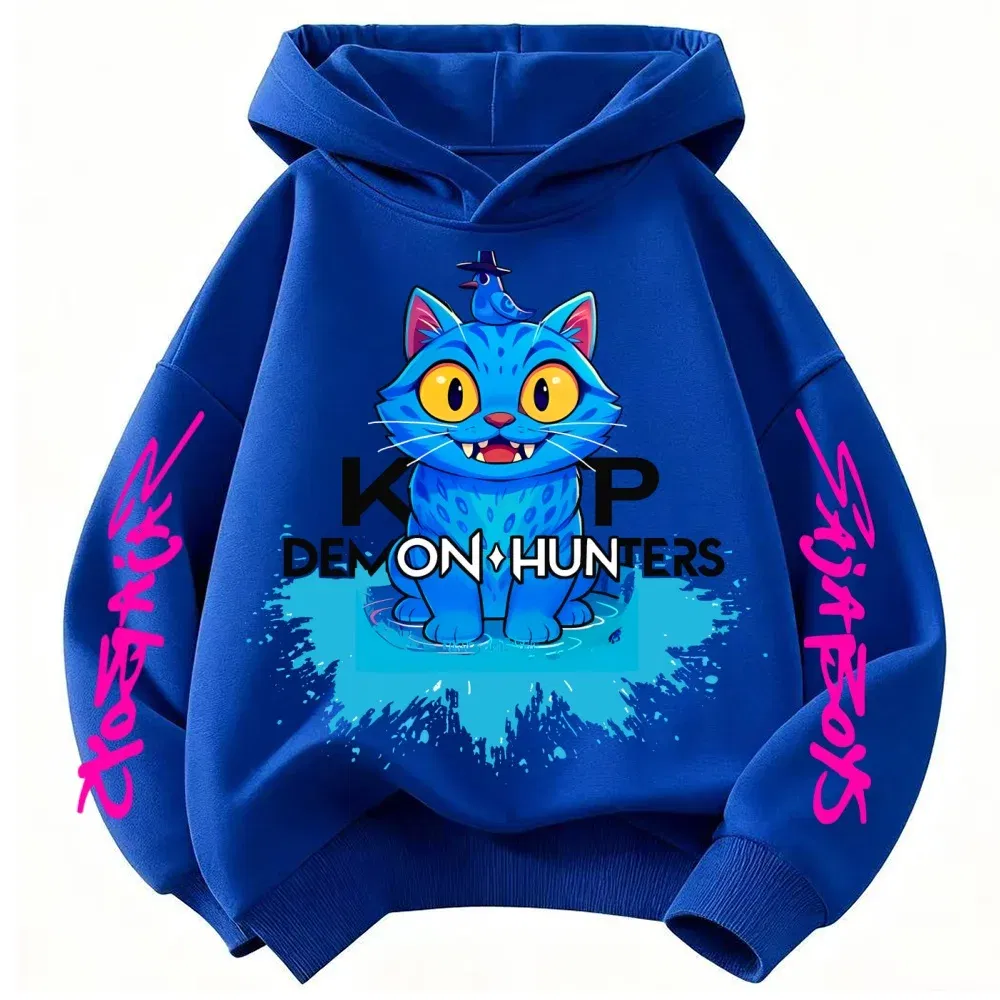 Color: WHITE, Kid Size: 5 - 2025 New Saja Boys Derpy KPop Demon Hunter Cartoon Boy Hooded Sweatshirt Warm Wave Fashion Casual Tops Casual Black Clothing