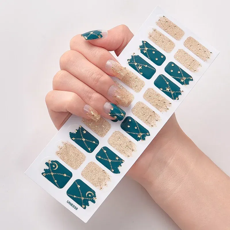 Color: mauve - 22 Tips/Sheet Solid Color And Striped Manicure Designer Nail Decals Nailart Sticker Full Beauty Nail Tape Manicure Self Adhesive