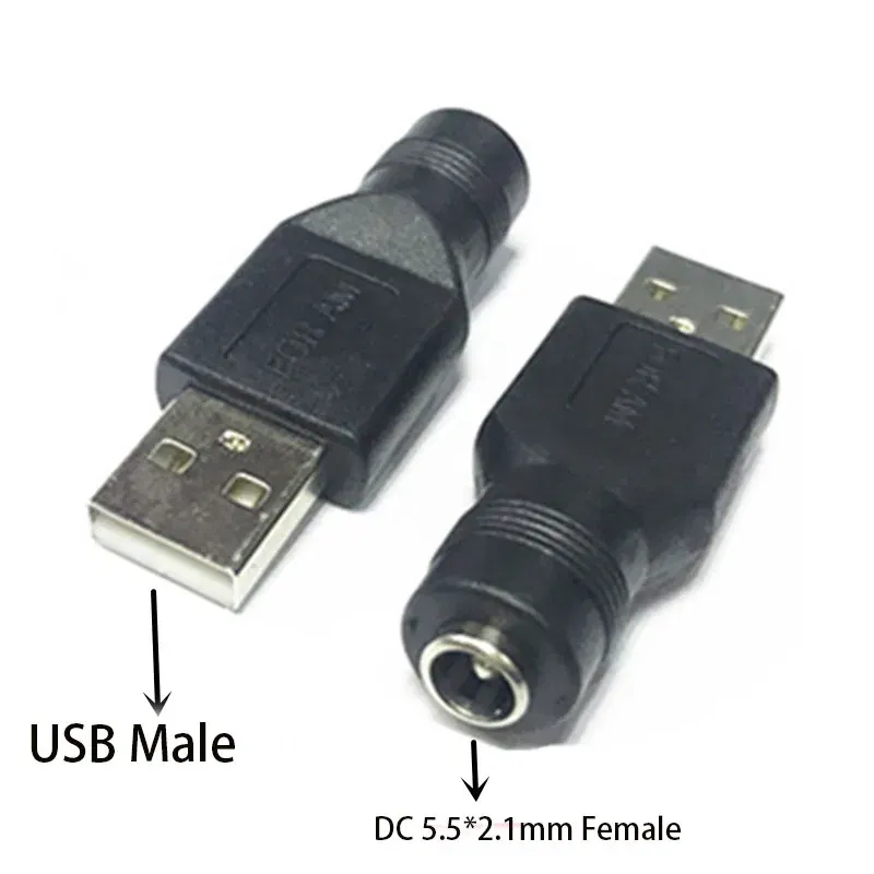 Color: Orange - Usb Male to Female 5.5*2.1mm DC Power Adapter 12v DC Plug 3.5*1.35mm Female Converter For Charger Extension