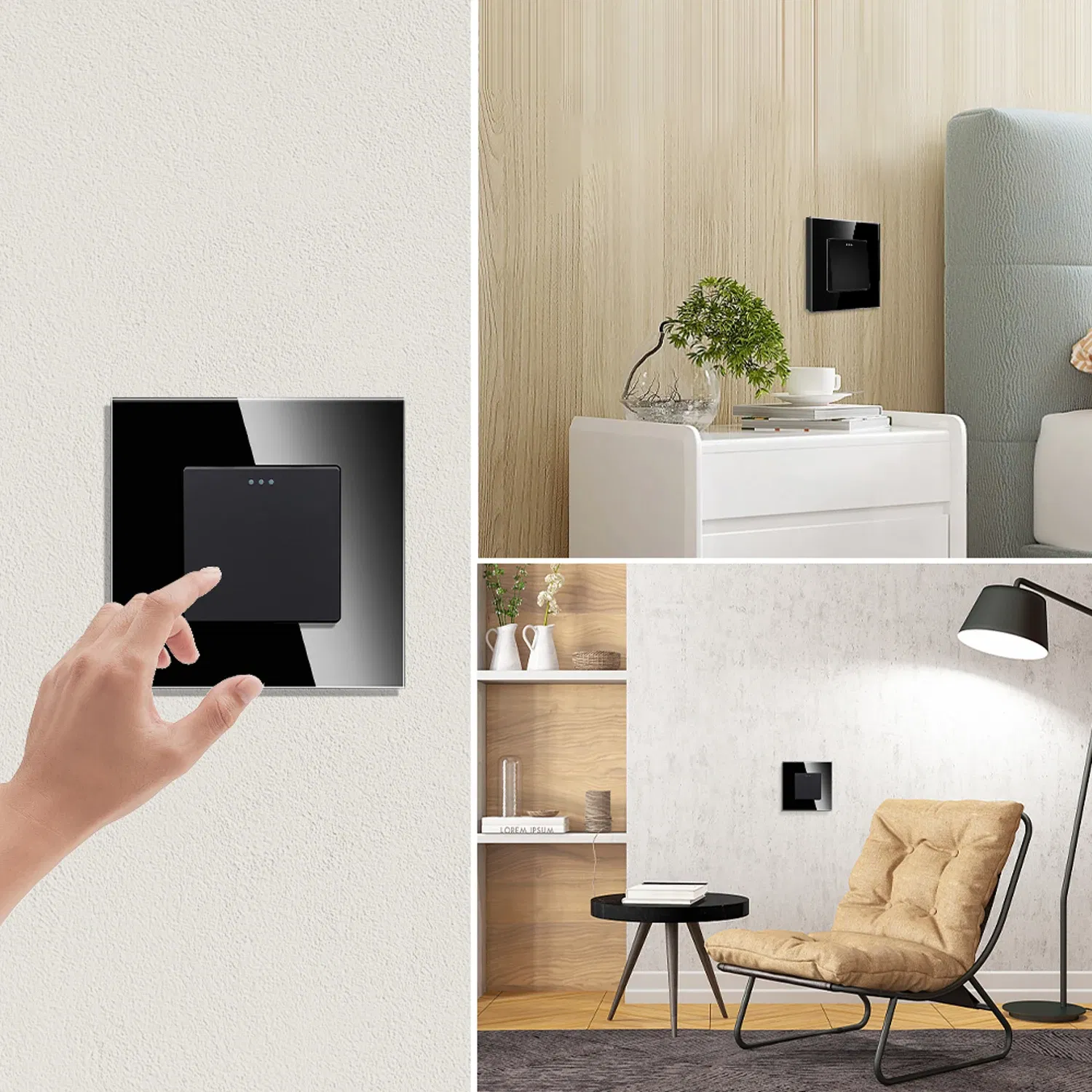 Color: PURPLE, Size: 4XL, Ships From: CHINA - Bingoelec Push Button Switch 1/2/3 Gang 1 Way 2 Way 3 Way EU Standard Home light Switch Crystal Glass Panel Wall switch