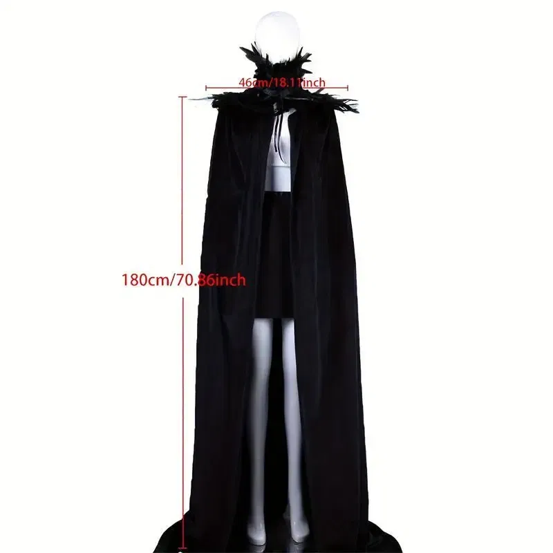 Color: black - Feather Shawl With  Elegant Gothic Style Cloak With Soft Feathers Perfect For Halloween Or Cosplay