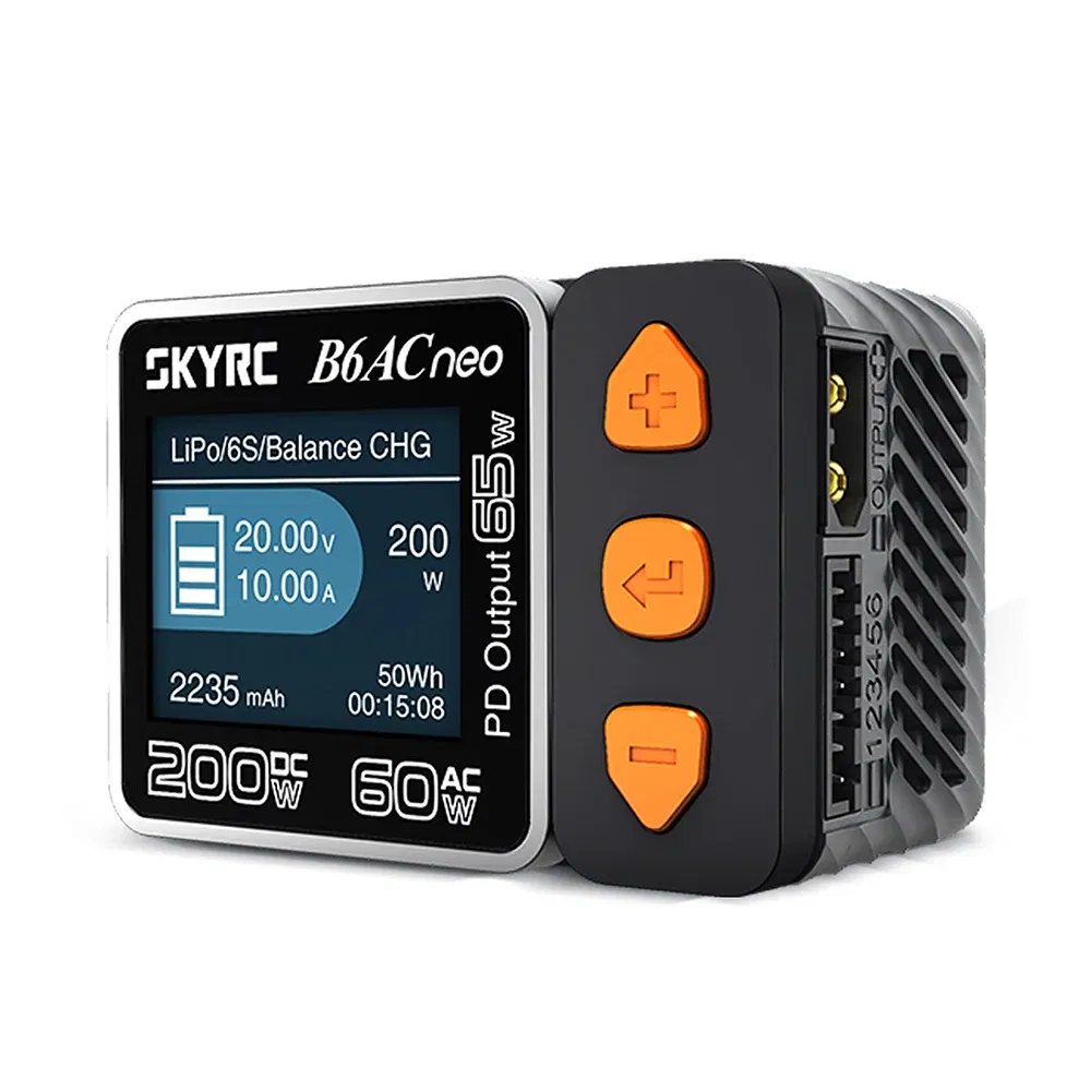 Color: Yellow - SKYRC B6ACneo Charger DC 200W AC 60W 10A Balance Charger Discharger Digital LiPo LiFe LiIon LiHV NiMH NiCd Pb Smart Battery