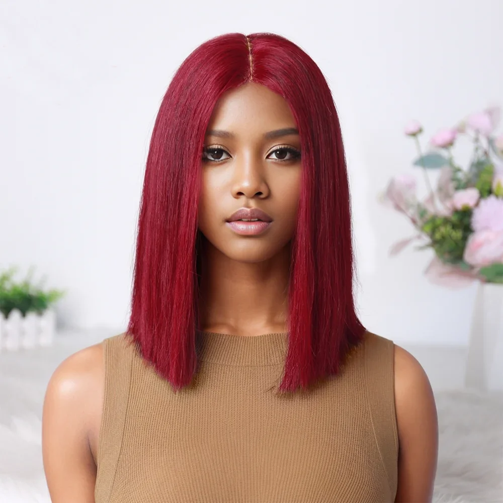 Hair Color: #2, Stretched Length: 10inches, Density: 100% - 250% Density Super Double Drawn Bob Wig Human Hair Gray Brazilian Straight 2x6 Glueless Lace Closure Wigs For Women Pre Plucked