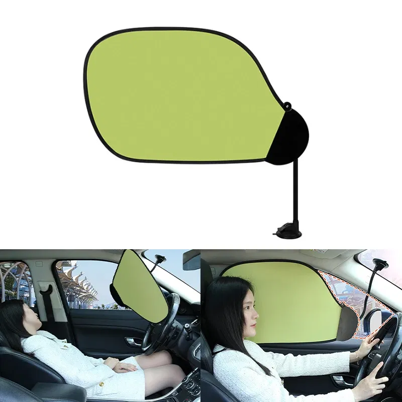 Color: Green - BLALION Car Side Window Sun Shade UV Protection Adjustable Suction Cup Sunshade Summer Foldable Sun Protection Heat Insulation