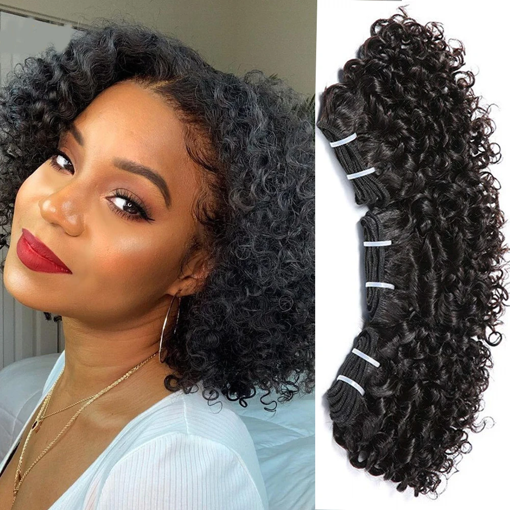 Hair Color: #135, Stretched Length: 8inches, Longest Hair Proportion: 10A - Code Calla Bouncy Curly Hair Bundles Double Draw Indian 6inch Short Cut Remy Human Hair Extensions Natural Black Brown Color