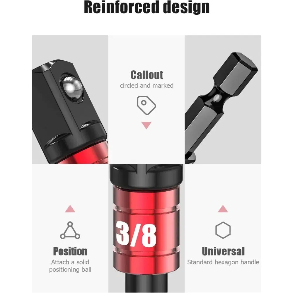 Color: Chocolate - Impact Grade 105 Degree Angle Socket Adapter Power Hand Tool Part Driver Extension Set Screwdriver Holder Drill Nut Attachment