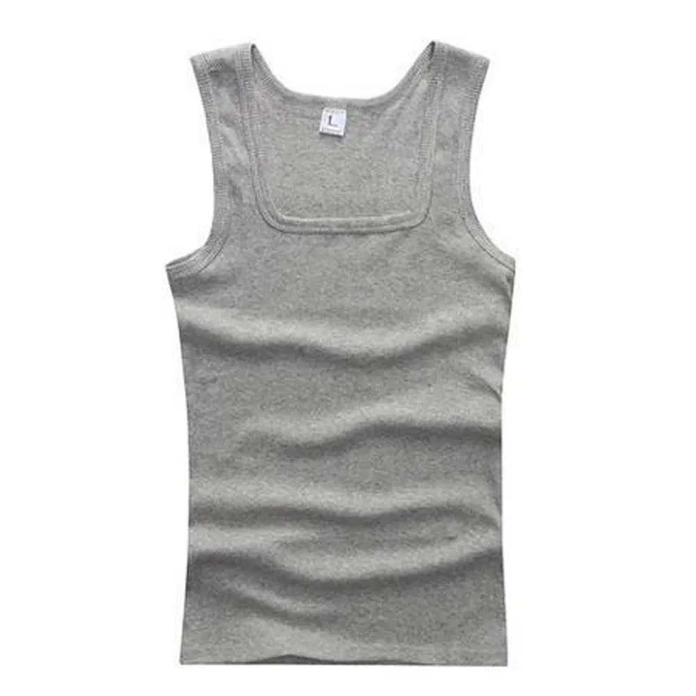 Color: GRAY, Size: L - 2024 Summer Plus Size Men Clothing Tank Tops Black White Gray Singlets Sleeveless Fitness Men Vest Casual Bodybuilding Vest New