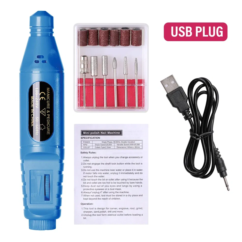Color: DARK GRAY - LULAA Portable Electric Nail Drill Machine Manicure Milling Cutter Set Nail Files Drill Bits Gel Polish Remover Tools