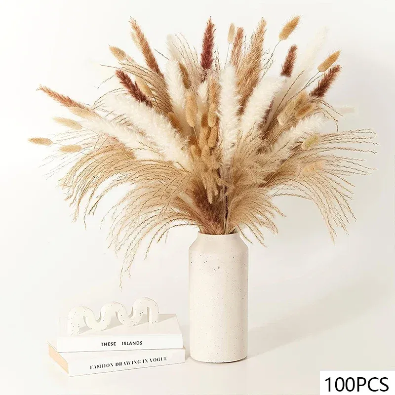 Natural Dried Flowers Pampas Floral Bouquet Boho Country Home Decoration Rabbit Tail Grass Reed Wedding Decor Arrangement