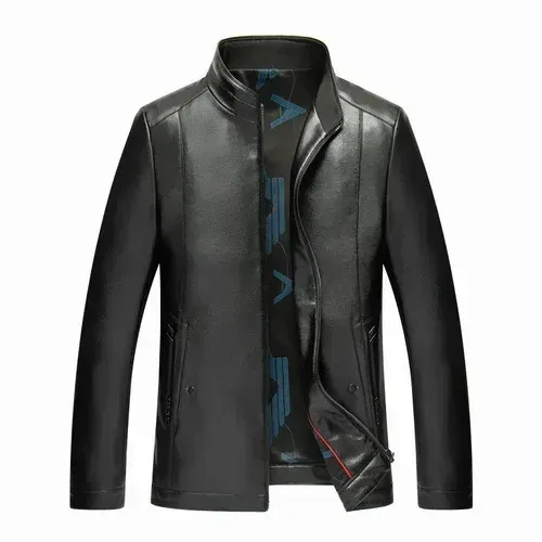 Color: Beige, Size: L - QYLVAWOY Genuine Leather Jacket Men Short Black Leather Coat Male Real Sheepskin Leather Jackets Jaqueta Masculina Men's Clothes
