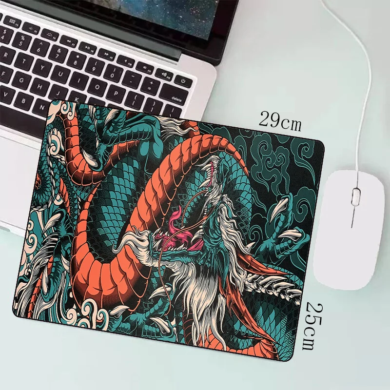 Size: XS, Color: Orange - Japanese Dragon Large Gaming Mousepad XXL Keyboard Gamer Mouse Pad on The Table Speed Desk Mat Anime 900x400 700X300 Mouse Mats