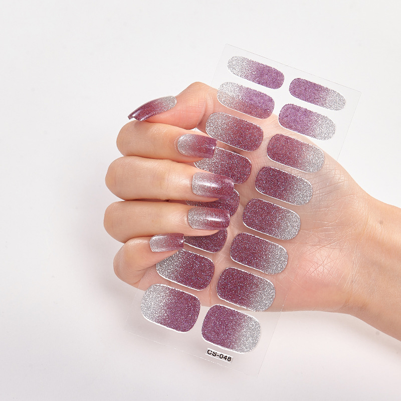 Color: Rose - DIY Gel Nail Stickers Cured-free Long-Lasting Solid Color Nail Strips Patch Slider Sticker Full Cover Decal Nail Manicure Patch