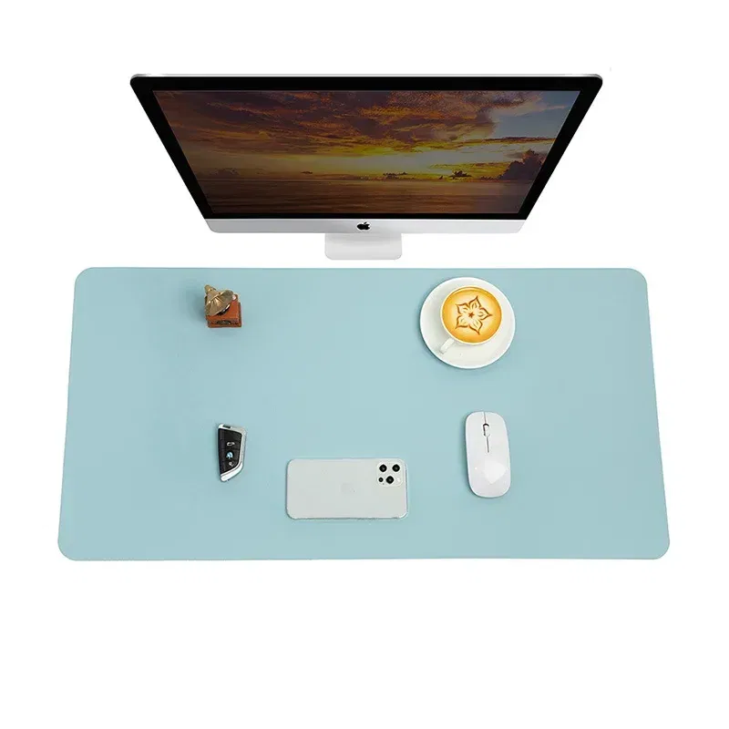 Color: WHITE - Large Mouse Pad Extra Big Non-Slip Desk Pad Waterproof PU Leather Desk Table Protector Gaming Mouse Mat for Game Office Work