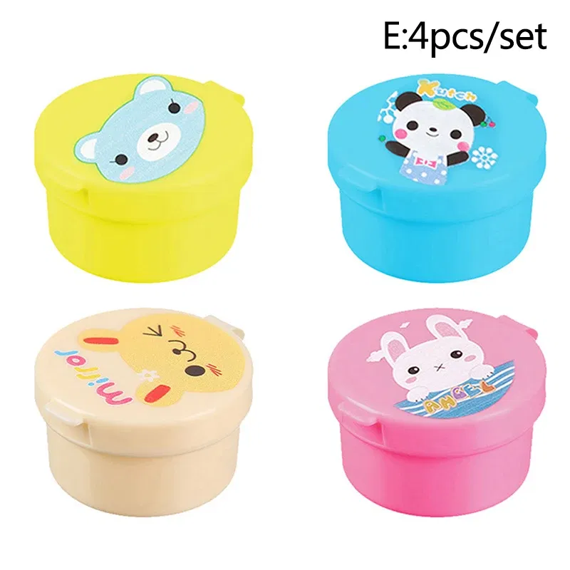 Color: MULTI - 2Pcs Lunch Bento Soy Sauce Box Container Cute Plastic Condiment Dispenser Mini Portable Salad Dressing Tomato Ketchup Bottle Jar