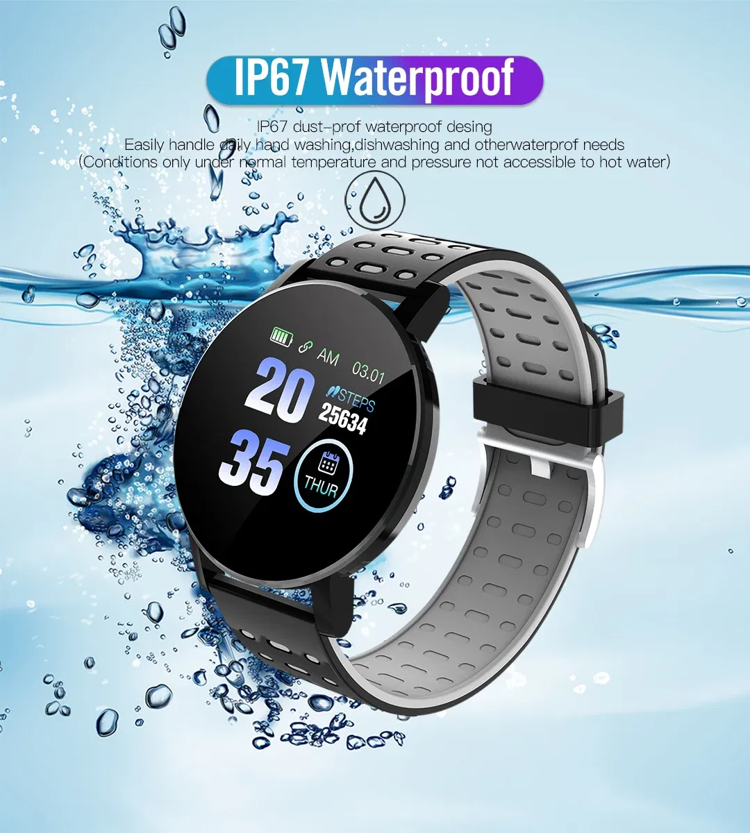 Color: black - 119S Smartwatch Bluetooth Smart Watch Men Blood Pressure Women Smart Band Clock Sports Fitness Tracker Watch For Android IOS