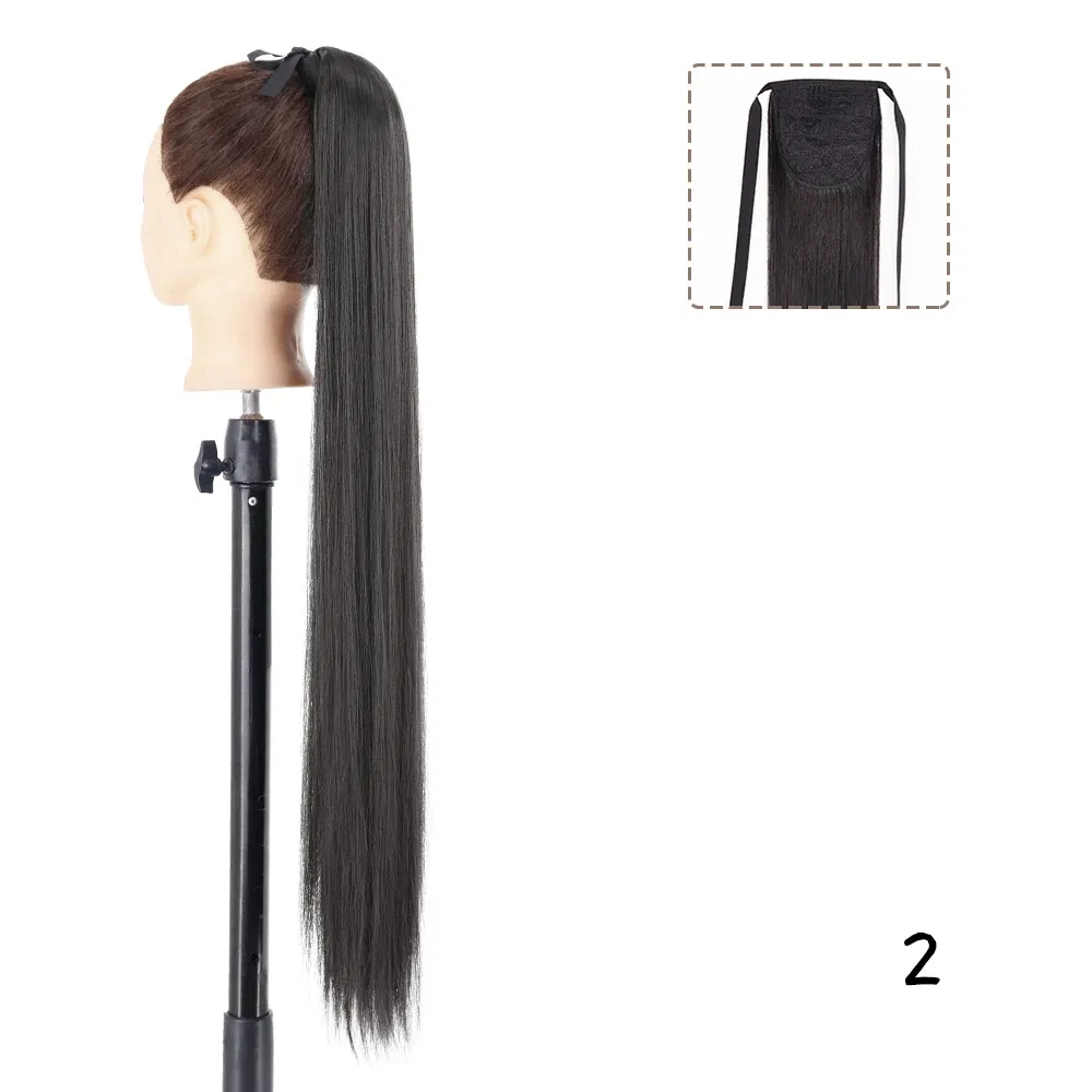 Color: OMBRE, Stretched Length: 22inches - AZQUEEN Straight Synthetic Hairpiece With Ponytail 85cm Super Long Wrap Around Clip In Hair Extensions Pony Tail For Daily Wear