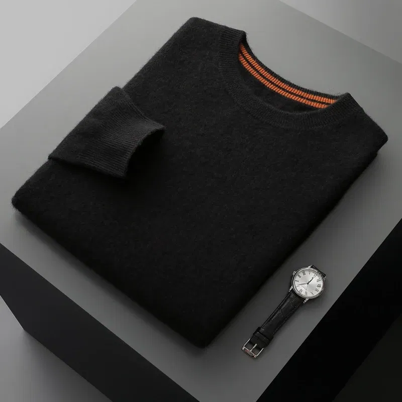 Color: green, Size: M, Ships From: CHINA - Autumn Winter Men's O-Neck Pullover Sweater 100% Cashmere Simple Basic Knitwear Cashmere Solid Color Clothing Casual Warm Tops