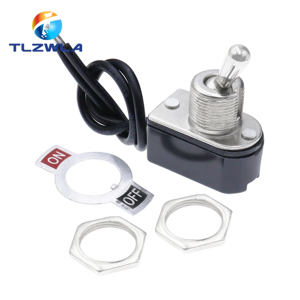 Color: Dark Grey - AC 3A 250V 6A 125V On/Off Prewired Standard Toggle Switch With Wire Cable KNS-1 SPST Contacts Switch Electrical Equipment