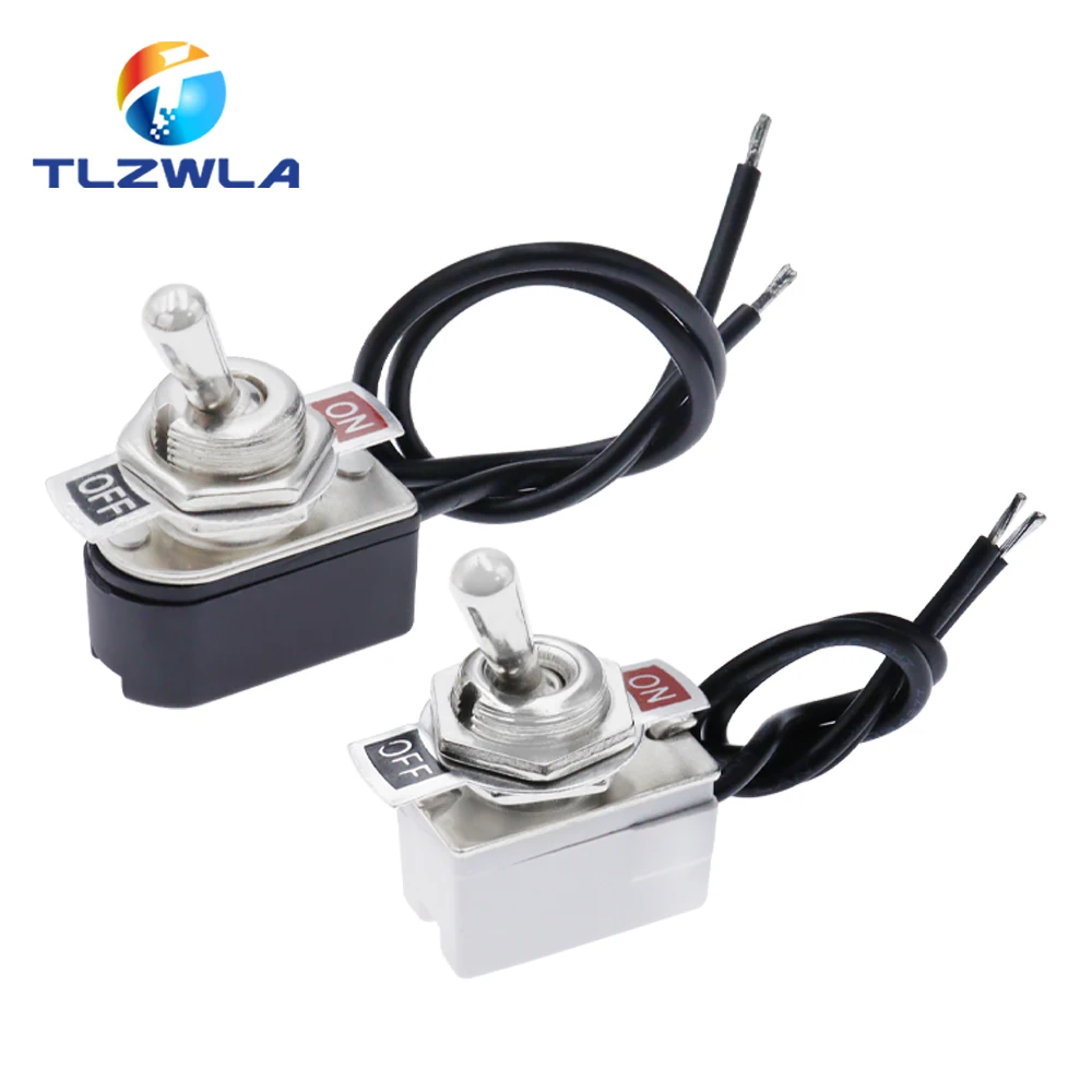 Color: Dark Grey - AC 3A 250V 6A 125V On/Off Prewired Standard Toggle Switch With Wire Cable KNS-1 SPST Contacts Switch Electrical Equipment