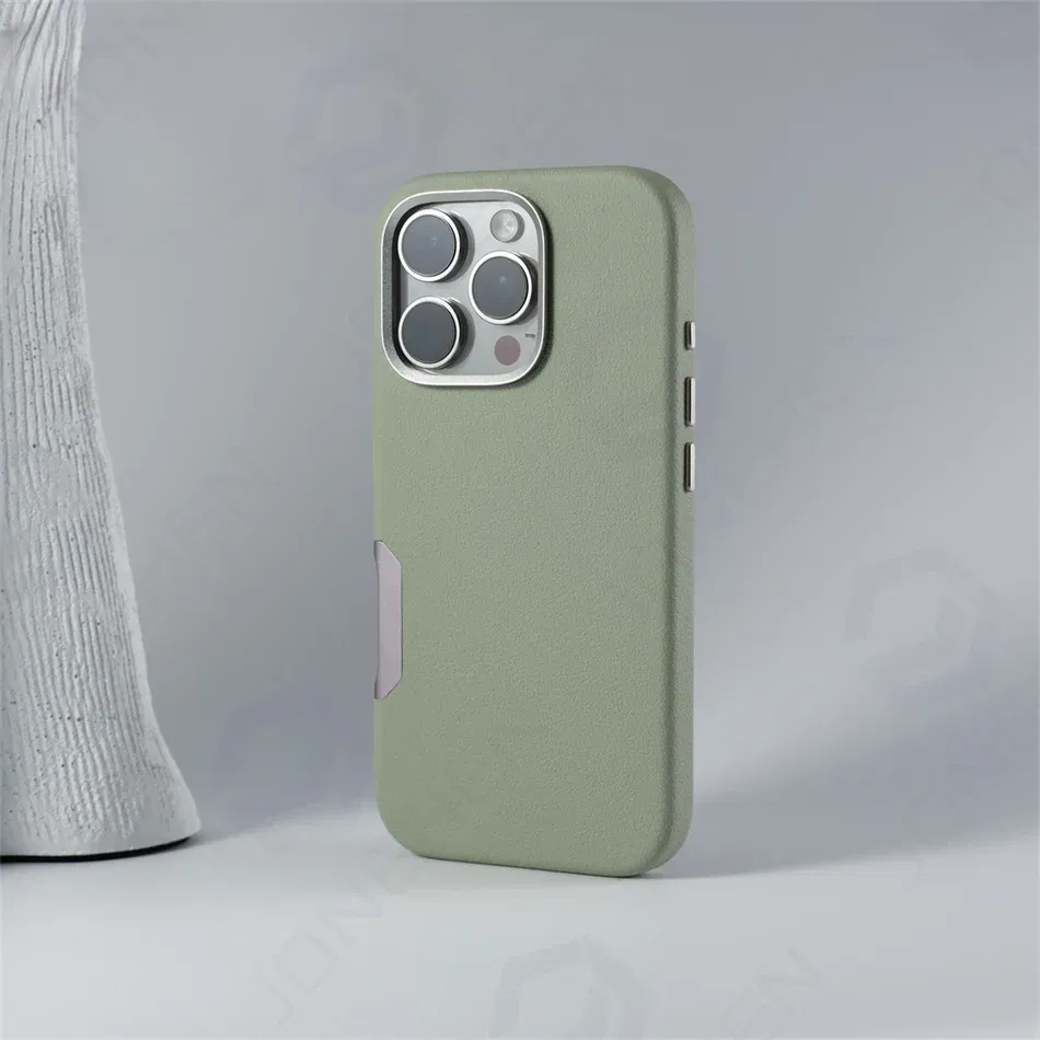 Color: black, Material: Silicon - Aluminium Camera Button For iPhone 16 Pro Max Case Solid Leather Alloy Len Magnetic Wireless Charge Shockproof Cover For Magsafe