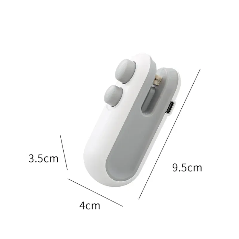 Color: Light Grey - Portable Mini Sealer 2 in 1 Heat Sealer For Snacks  Home use rechargeable sealer Vacuum Sealer Snacks plastic bag heat sealer