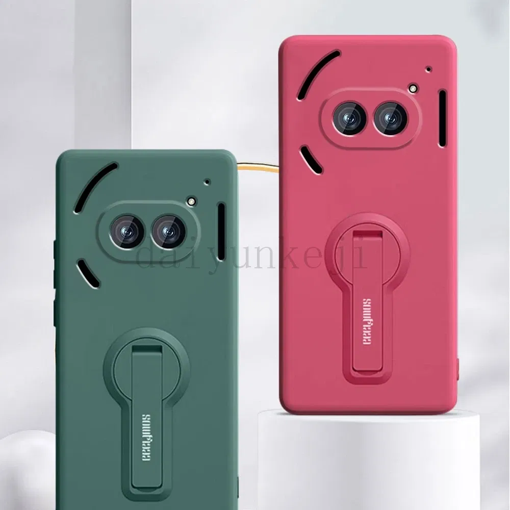 Color: Purple Pink, Material: CANVAS - Liquid Silicone Case For Nothing Phone 2A Plus 3A Soft Cover Shockproof Protective Phone Case with Holder Screen Film
